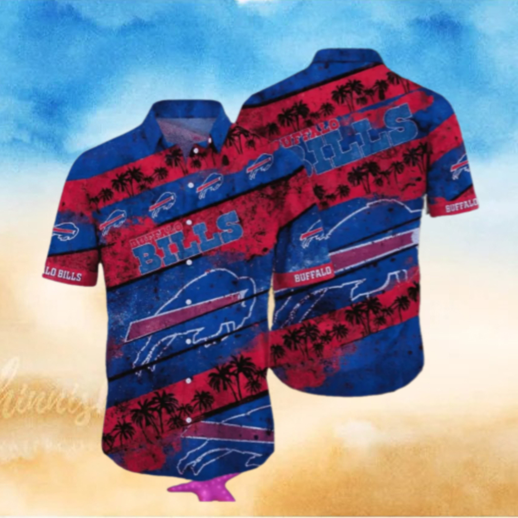 Buffalo Bills Palm Stripe Hawaiian Shirt Buffalo Bills Palm Stripe Hawaiian Shirt