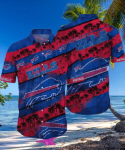 Buffalo Bills Palm Stripe Hawaiian Shirt