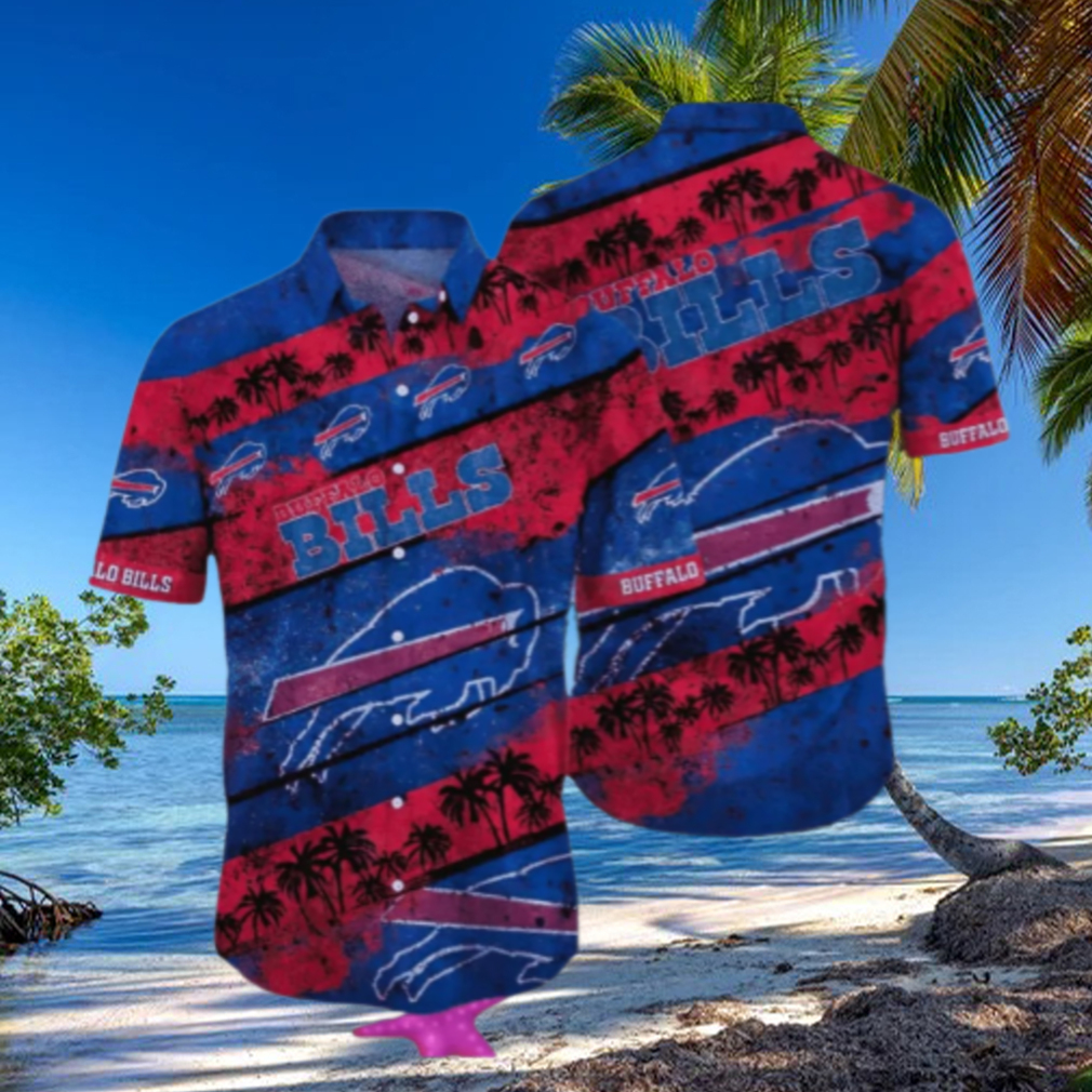 Buffalo Bills Palm Stripe Hawaiian Shirt Buffalo Bills Palm Stripe Hawaiian Shirt