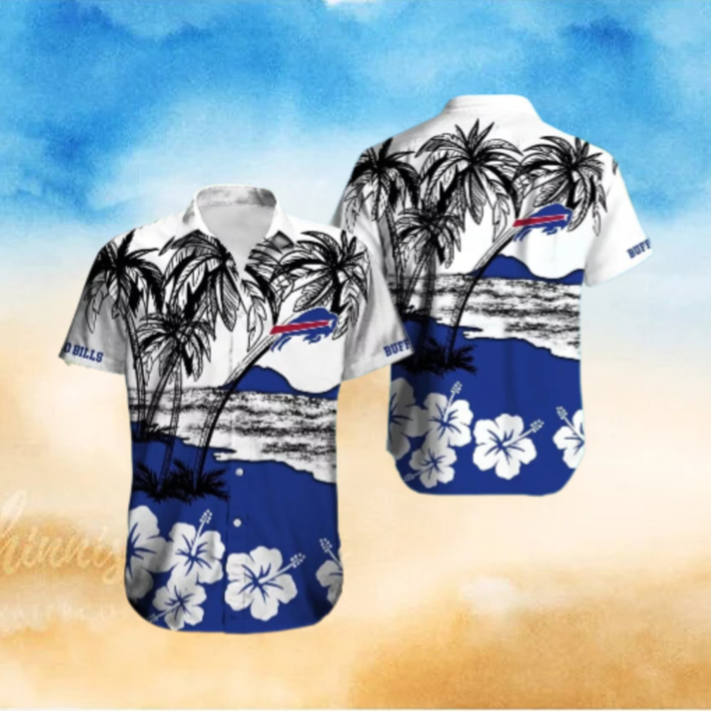 Buffalo Bills Palm and Hibiscus Island Hawaiian Shirt Buffalo Bills Palm and Hibiscus Island Hawaiian Shirt