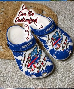 Buffalo Bills Personalized Buffalo Bills Football Ripped American Flag Clog Shoes