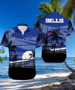 Buffalo Bills Pier Sunset Silhouette Hawaiian Shirt