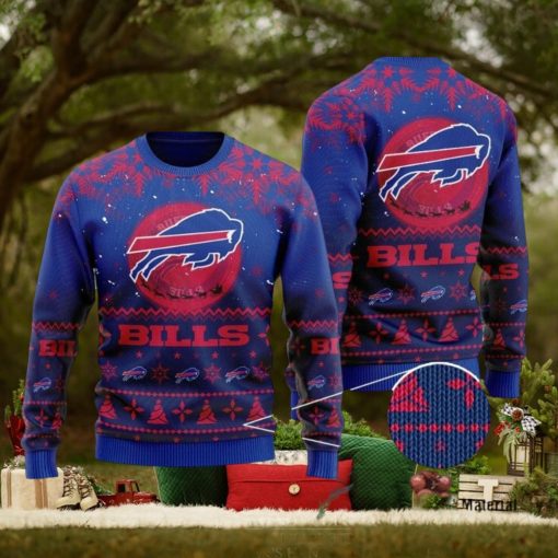 Buffalo Bills Santa Claus In The Moon Ugly Christmas Sweater Perfect Holiday Gift