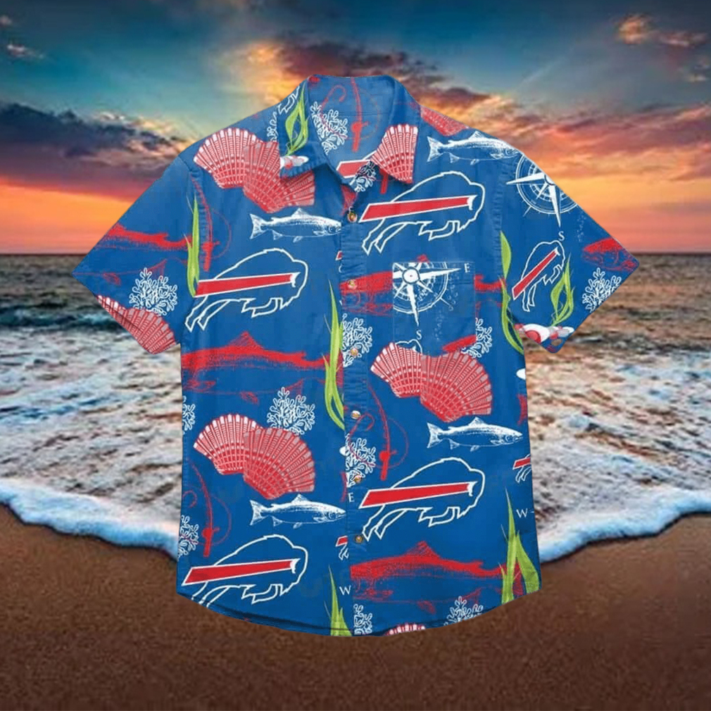 Buffalo Bills Hawaiian Shirt Scallops Coral Fish Pattern