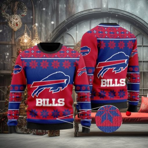 Buffalo Bills Snowflakes Pattern Ugly Christmas Sweaters