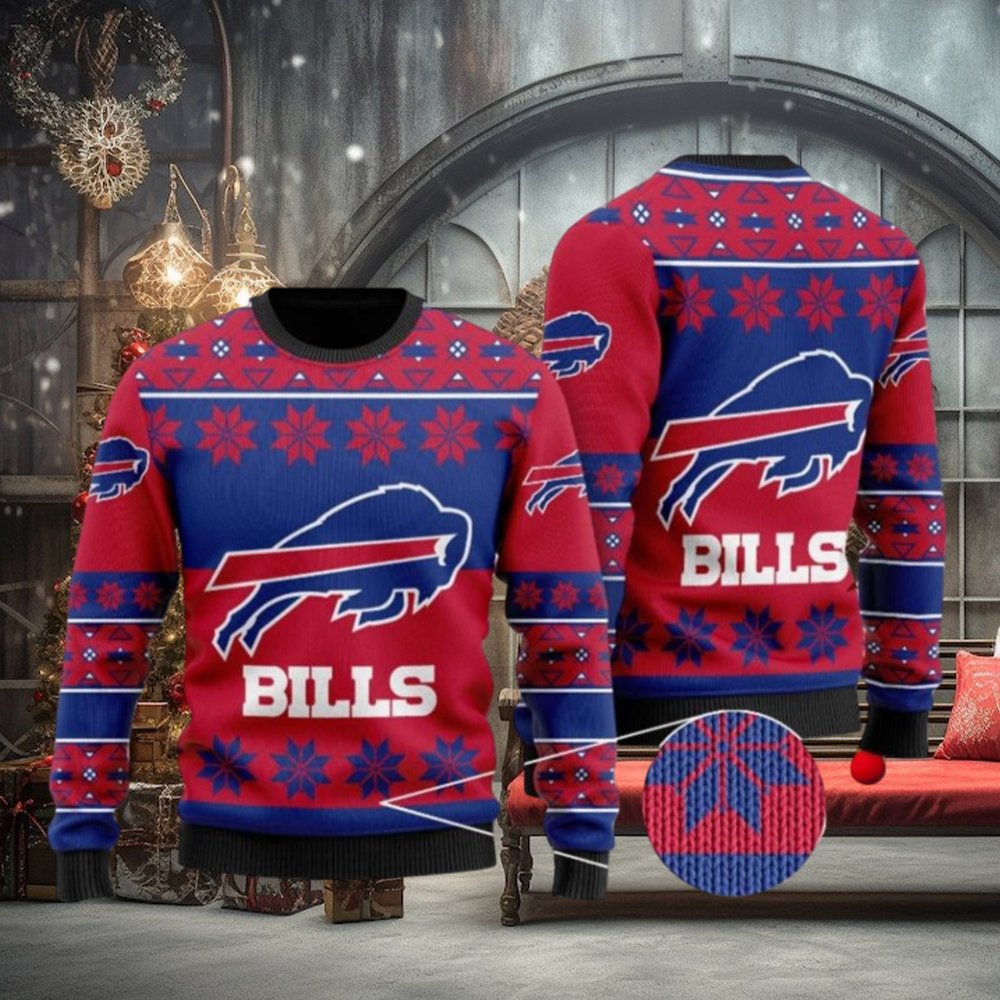 Buffalo Bills Snowflakes Pattern Ugly Christmas Sweaters Buffalo Bills Snowflakes Pattern Ugly Christmas Sweaters