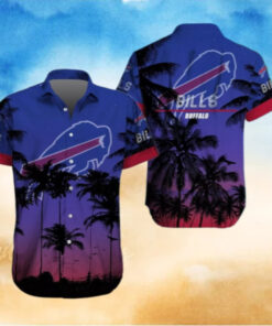 Buffalo Bills Sunset Silhouette Palm Hawaiian Shirt