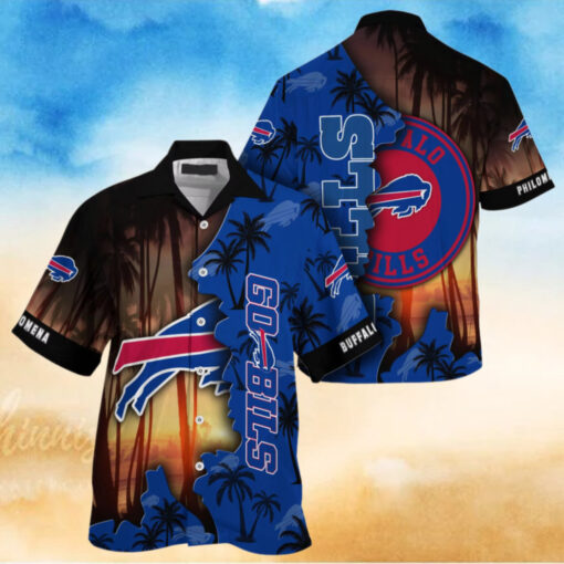 Buffalo Bills Sunset Split Personalized Name Hawaiian Shirt