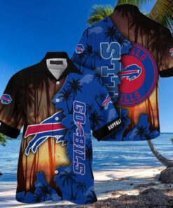 Buffalo Bills Sunset Split Personalized Name Hawaiian Shirt