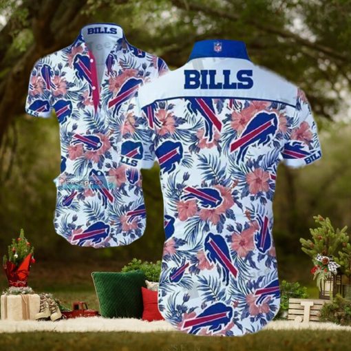 Buffalo Bills White Floral Pattern Hawaiian Shirt