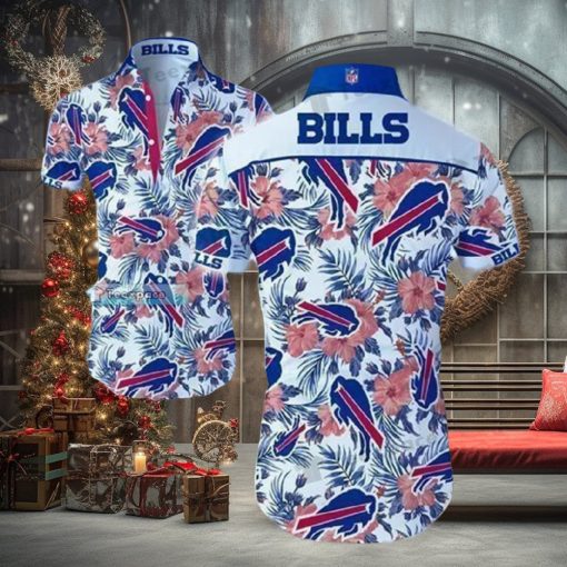 Buffalo Bills White Floral Pattern Hawaiian Shirt