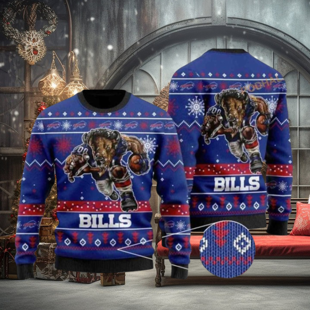 Buffalo Bills Xmas Mascot Ugly Christmas Sweaters Buffalo Bills Xmas Mascot Ugly Christmas Sweaters