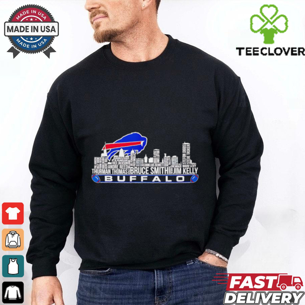Buffalo Bills name player city skyline Thurman Thomas Bruce Smith Jim Kelly shirt Buffalo Bills name player city skyline Thurman Thomas Bruce Smith Jim Kelly shirt