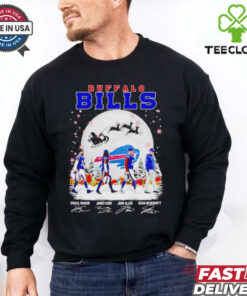 Buffalo Bills team players walk in snow Christmas shirt