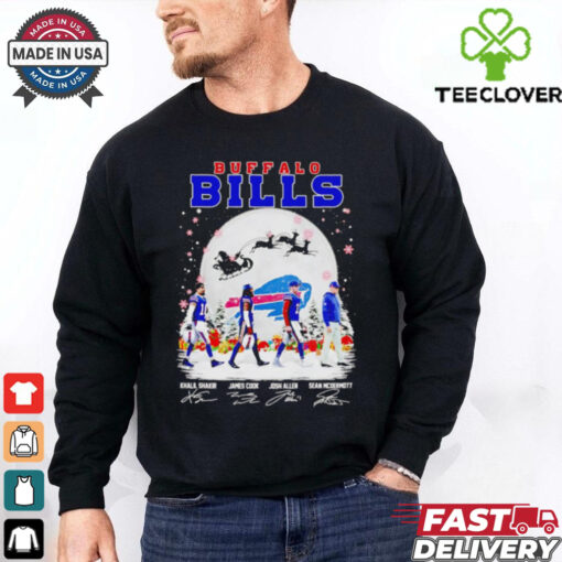 Buffalo Bills team players walk in snow Christmas shirt
