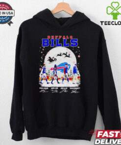Buffalo Bills team players walk in snow Christmas shirt