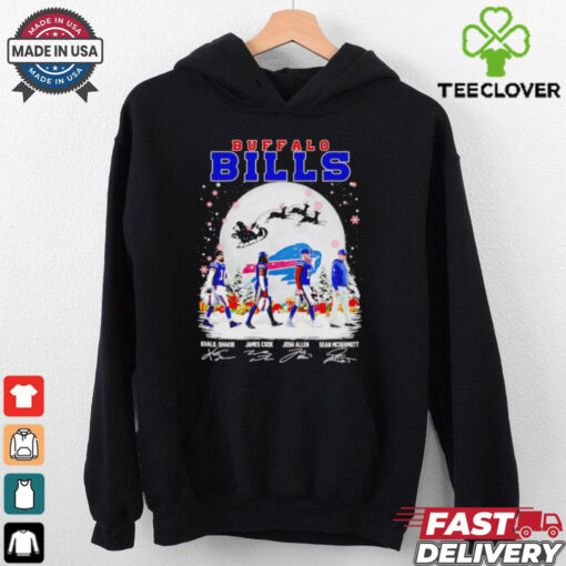 Buffalo Bills team players walk in snow Christmas shirt