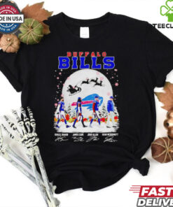 Buffalo Bills team players walk in snow Christmas shirt