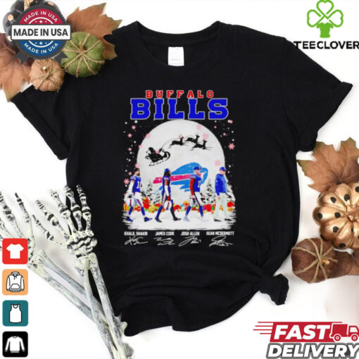 Buffalo Bills team players walk in snow Christmas shirt