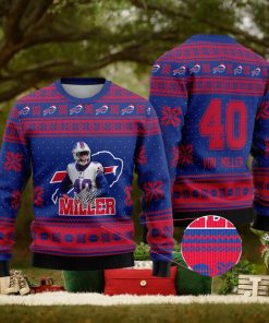 Buffalo Bills – Von Miller Custom Name And Number Ugly Christmas Sweater