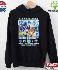 Buffalo Bulls Bahamas Bowl Champions 2025 Buffalo Beat Liberty 26–7 Shirt with a celebratory design commemorating the Bulls’ victory in the Bahamas Bowl, perfect for Buffalo fans showcasing their team’s win.