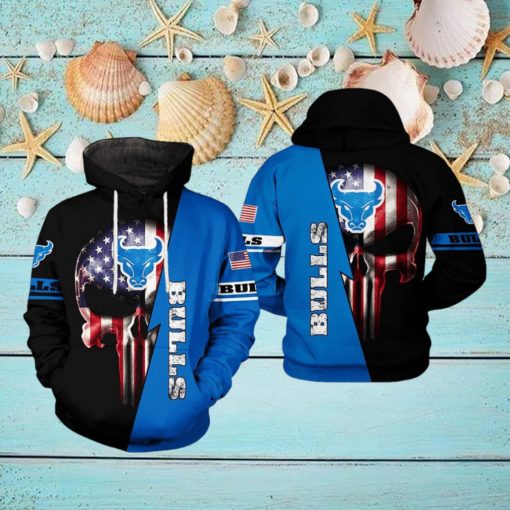 Buffalo Bulls NCAA US Flag Skull 3D Printed Hoodie