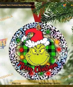 Buffalo Plaid Grinch Face Ornament, The Grinch Christmas Tree Ornaments