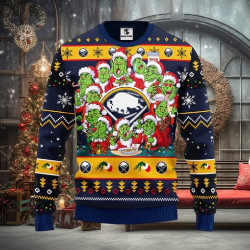 Buffalo Sabres 12 Grinch Xmas Day Christmas Ugly Sweater