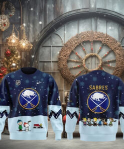 Buffalo Sabres 2024 Christmas Night With Peanuts Snoopy Hoodie T Shirt