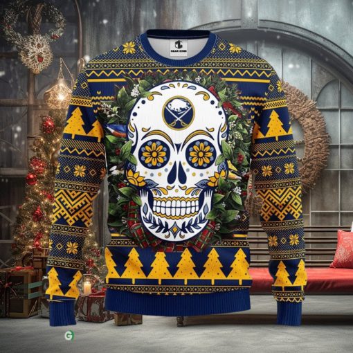 Buffalo Sabres Skull Flower Ugly Xmas Ugly Christmas Sweater Best Christmas Gift Ideas
