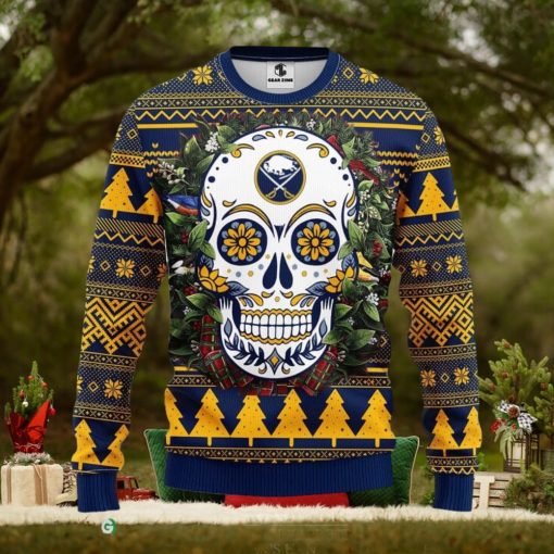 Buffalo Sabres Skull Flower Ugly Xmas Ugly Christmas Sweater Best Christmas Gift Ideas