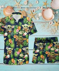 Buffalo Trace Beer Baby Yoda Tropical Flowery Hawaiian Shirt