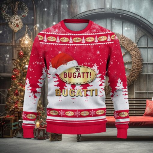 Bugati Ugly Christmas Sweater Car Lovers Santa Hat Tree Christmas For Fans Gift