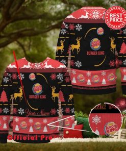 Buger King Custom Name Black Design Logo Reindeer Ugly Christmas Sweater