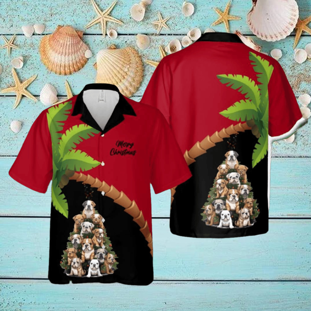 Bulldog Christmas Tree Hawaiian Shirt Men And Women Gift Aloha Beach