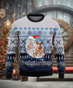 Bulldog Love Santa Moon Ugly Christmas Sweater Gift Men Women