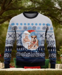 Bulldog Love Santa Moon Ugly Christmas Sweater, Ugly Sweater