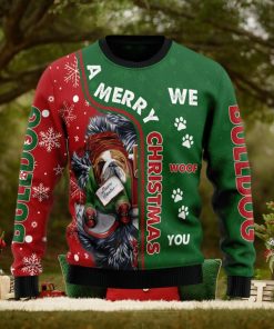 Bulldog Merry Christmas Woof Ugly Christmas Sweater AOP All Over Printed Sweater
