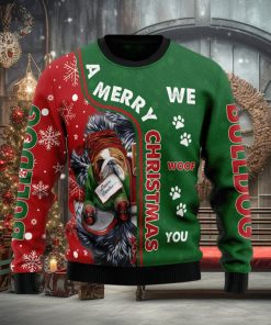 Bulldog Merry Christmas Woof Ugly Christmas Sweater AOP All Over Printed Sweater
