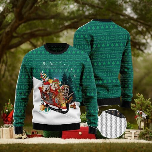 Bulldog Sleigh Ugly Christmas Sweater AOP All Over Printed Sweater