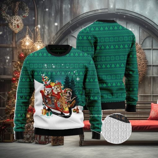 Bulldog Sleigh Ugly Christmas Sweater AOP All Over Printed Sweater