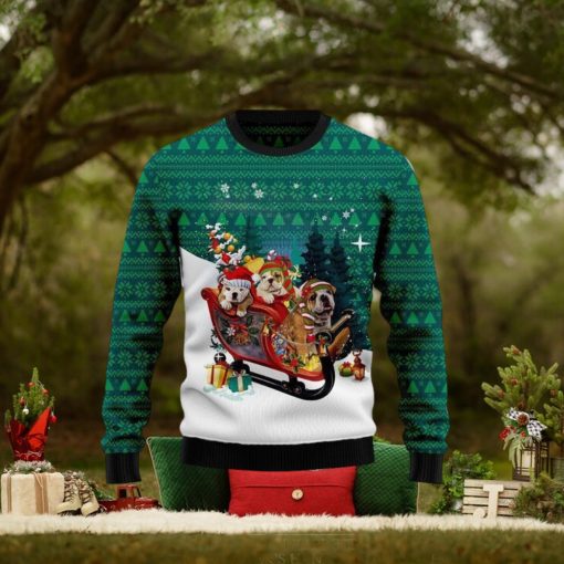 Bulldog Sleigh Ugly Christmas Sweater Hot AOP Gift For Men And Women