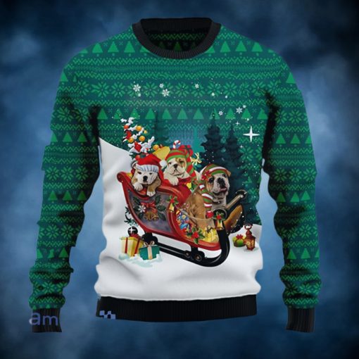 Bulldog Sleigh Ugly Christmas Sweater