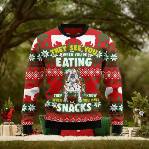 Bulldog Snacks Christmas Ugly Sweater