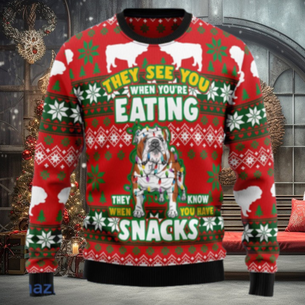 Bulldog Snacks Christmas Unisex Ugly Christmas Sweater 3D Bulldog Snacks Christmas Unisex Ugly Christmas Sweater 3D
