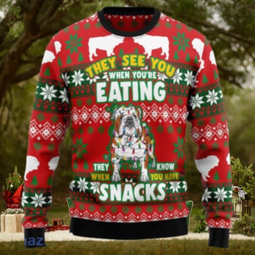 Bulldog Snacks Christmas Unisex Ugly Christmas Sweater 3D