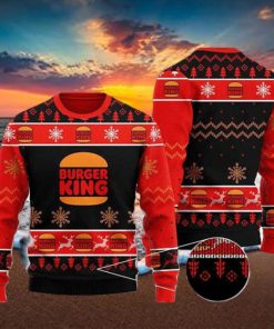 Burger King With Christmas Tree Pattern 2023 Ugly Christmas Sweater