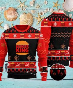 Burger King With Christmas Tree Pattern 2023 Ugly Christmas Sweater