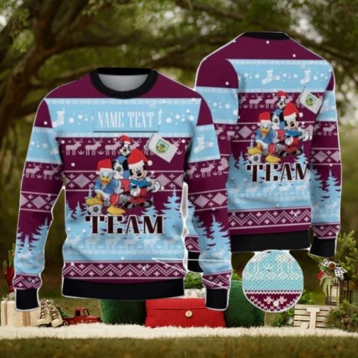 Burnley FC Disney Team Custom Name Ugly Christmas Sweater