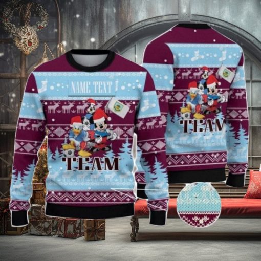 Burnley FC Disney Team Custom Name Ugly Christmas Sweater
